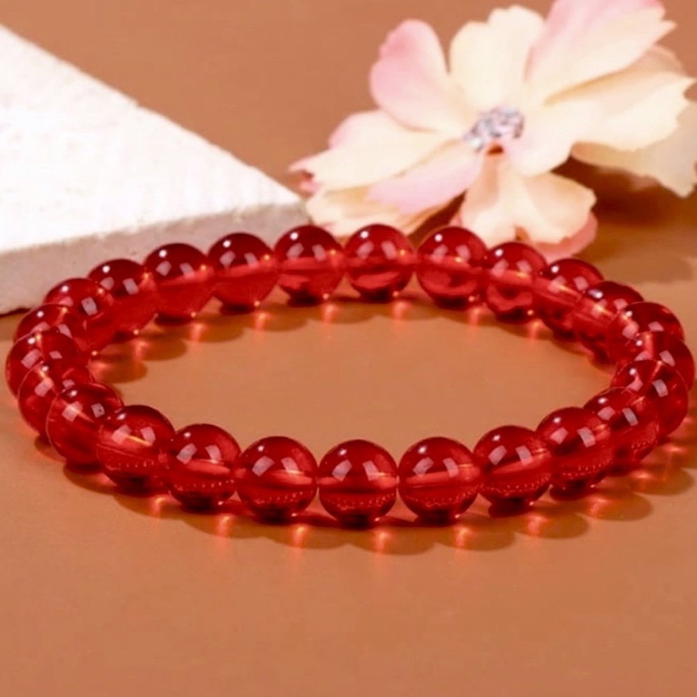 🆕 New Red Blood Amber 8mm Healing Gemstone Bracelet